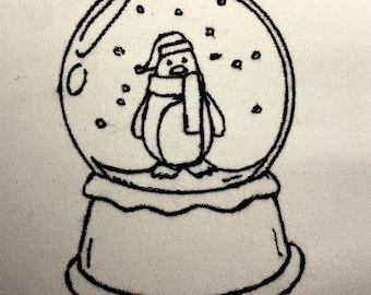 Penquin Schneekugel Maschinenstickerei Muster Weihnachten Stickdatei Design Digitale Datei