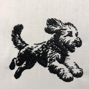 Goldendoodle Playing Machine Embroidery Pattern Dog Embroidery Design Digital File