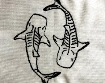 Sharks Swimming Machine Embroidery Design Shark Embroidery Patterns Embroidery Digital File