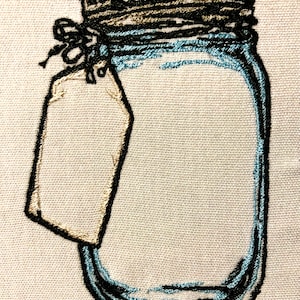 Clear Mason Jar Machine Embroidery Pattern Canning Embroidery Design Digital File