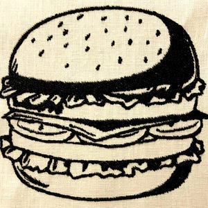 Cheeseburger Outline Machine Embroidery Pattern Embroidery Design Digital File