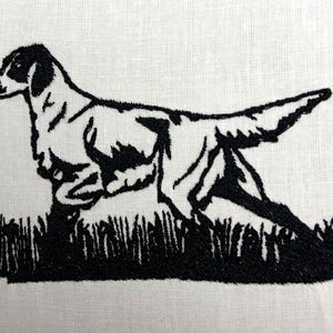 English Setter in Grass Machine Embroidery Pattern Dog Embroidery Design Digital File