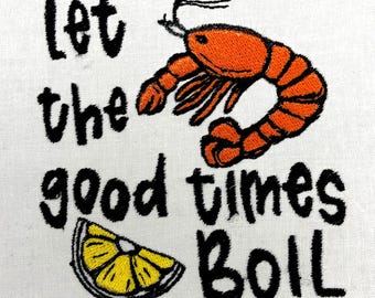 Low Country Boil Machine Embroidery Pattern Crawfish Embroidery Design Digital File