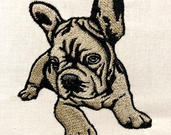 Französische Bulldogge Welpe Maschinenstickerei Design Hund Stickmuster Digitale Datei