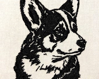 Corgi Face Machine Embroidery Design Dog Embroidery Pattern Digital File