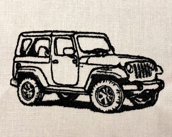 Jeep Wrangler Machine Embroidery Pattern Jeep Embroidery Design Digital File