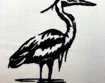 Blue Heron Machine Embroidery Pattern Ocean Embroidery Design Digital File
