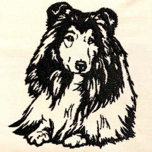 Shetland Sheepdog Machine Embroidery Pattern Dog Embroidery Design Digital File