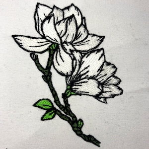 Magnolia Flowers Machine Embroidery Pattern Garden Embroidery Design Digital File
