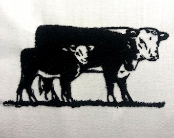 Hereford Cattle Machine Embroidery Pattern Dairy Farm Embroidery Design Digital File