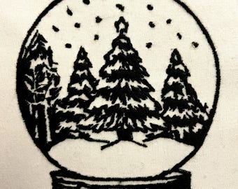 Wald Schneekugel Maschinenstickerei Muster Weihnachten Stickdatei