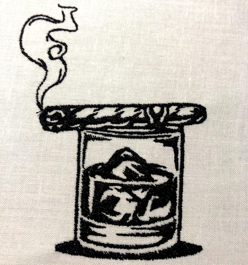 Drink and Cigar Machine Embroidery Pattern Embroidery Design Digital ...