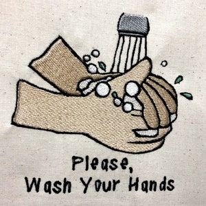 Wash your Hands Wall Decor Machine Embroidery Pattern Embroidery Design Digital File