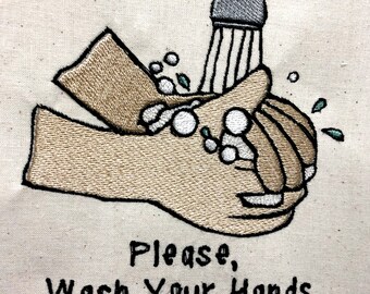 Wash your Hands Wall Decor Machine Embroidery Pattern Embroidery Design Digital File