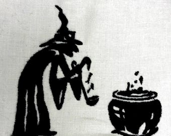 Diseño de bordado de caldero de brujas Patrón de bordado de Halloween Archivo digital