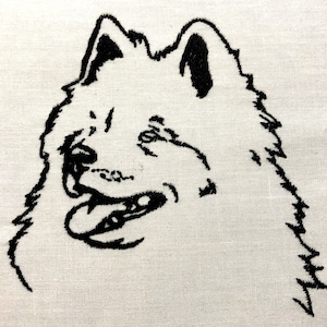 Samoyed Head Machine Embroidery Pattern Dog Embroidery Design Digital File