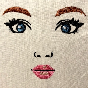 Esmerelda Rag Doll Face Machine Embroidery Patterns Doll Embroidery Design Digital File