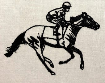 Race Horse and Jockey Machine Embroidery Pattern Horse Race Embroidery Design Digital File