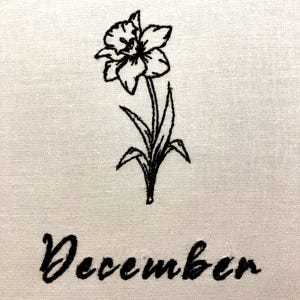 December Birthday Flower Machine Embroidery Pattern Narcissus Embroidery Design Digital File