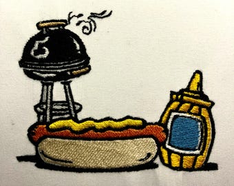 BBQ Hot Dogs Machine Embroidery Pattern Hot Dogs Embroidery Design Digital File