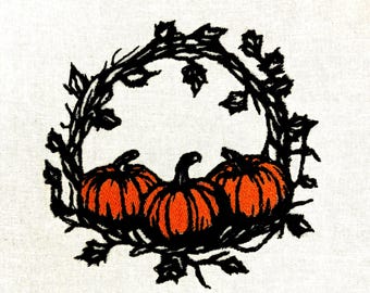 Pumpkin Wreath Embroidery Design Halloween Embroidery Pattern Digital File