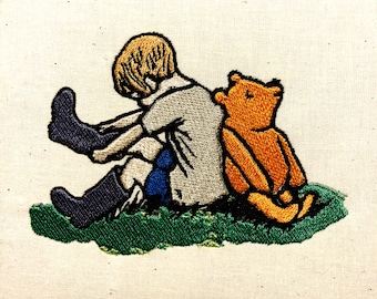 Winnie-the-pooh & Christopher Robin Embroidery Design - Etsy