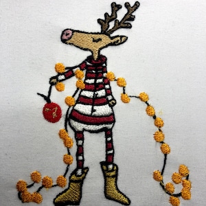 Christmas Moose Machine Embroidery Pattern Christmas Embroidery Design Digital File