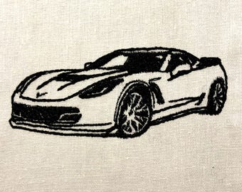 Corvette  C7 Machine Embroidery Pattern Corvette Embroidery Design Digital File