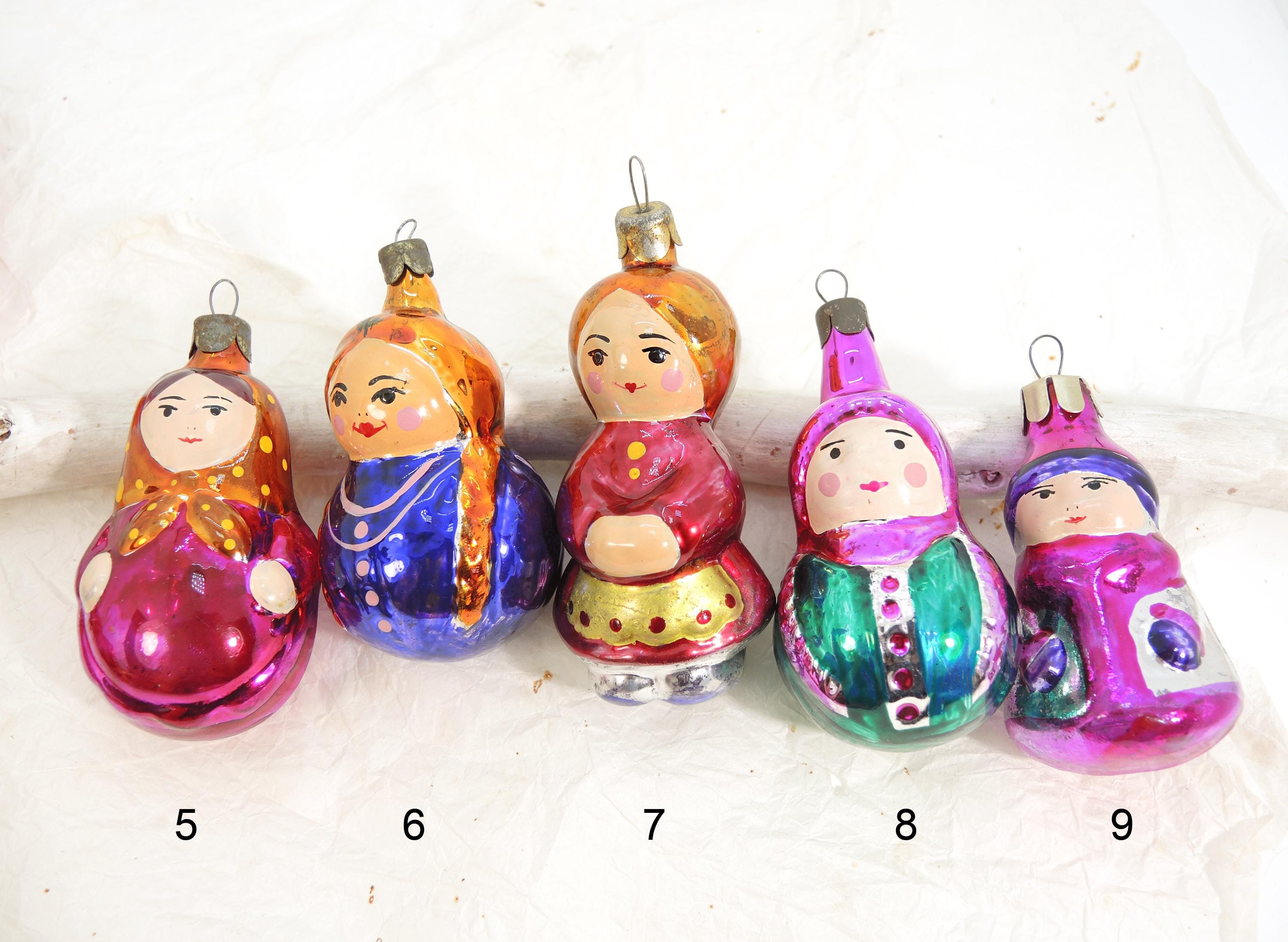 Baby Girl Matryoshka Christmas Ornament, Soviet New Year Tree