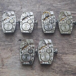 Vintage watch movements, USSR watch mechanism Zvezda, Mid Century Watch Parts from 1950s-1960s - set of 6 - c170