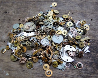 Tiny watch movements parts, Small Gears, hands, crowns, Little wrist watch mechanical findings - 15gr