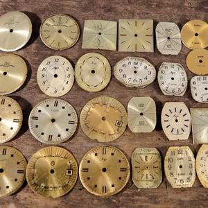 Vintage gold watch faces - Dials from wrist watches - Watch parts - set of 25 - c24