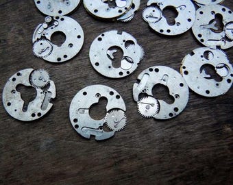 Vintage Watch Movements Parts, Tiny Watch Plates, Mechanical Little Pieces - set of 16 - c13