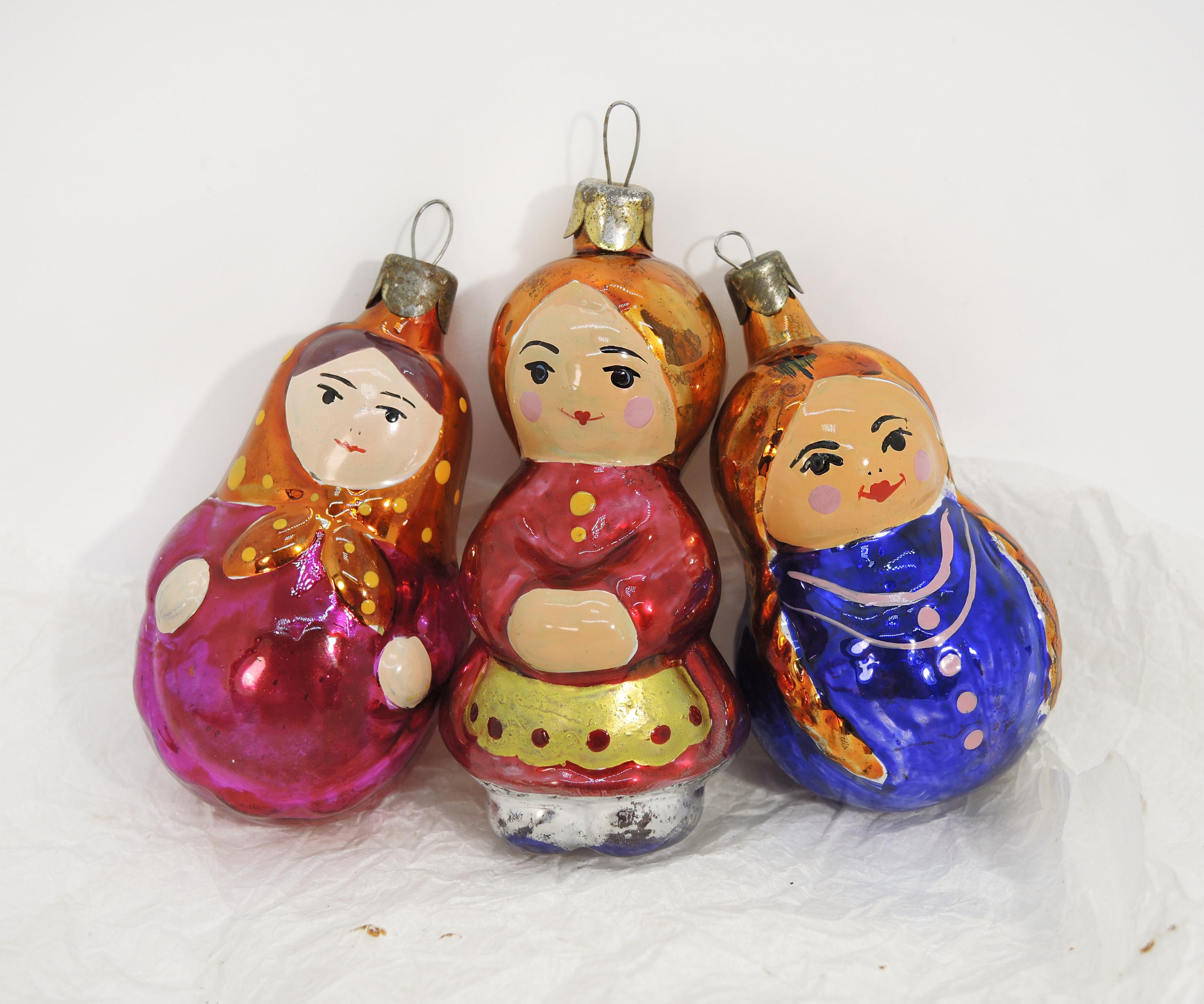 Baby Girl Matryoshka Christmas Ornament, Soviet New Year Tree