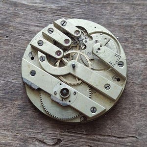 Vintage Pocket Watch Movement,Big Round Mechanism, Antique Brass Watch Movement