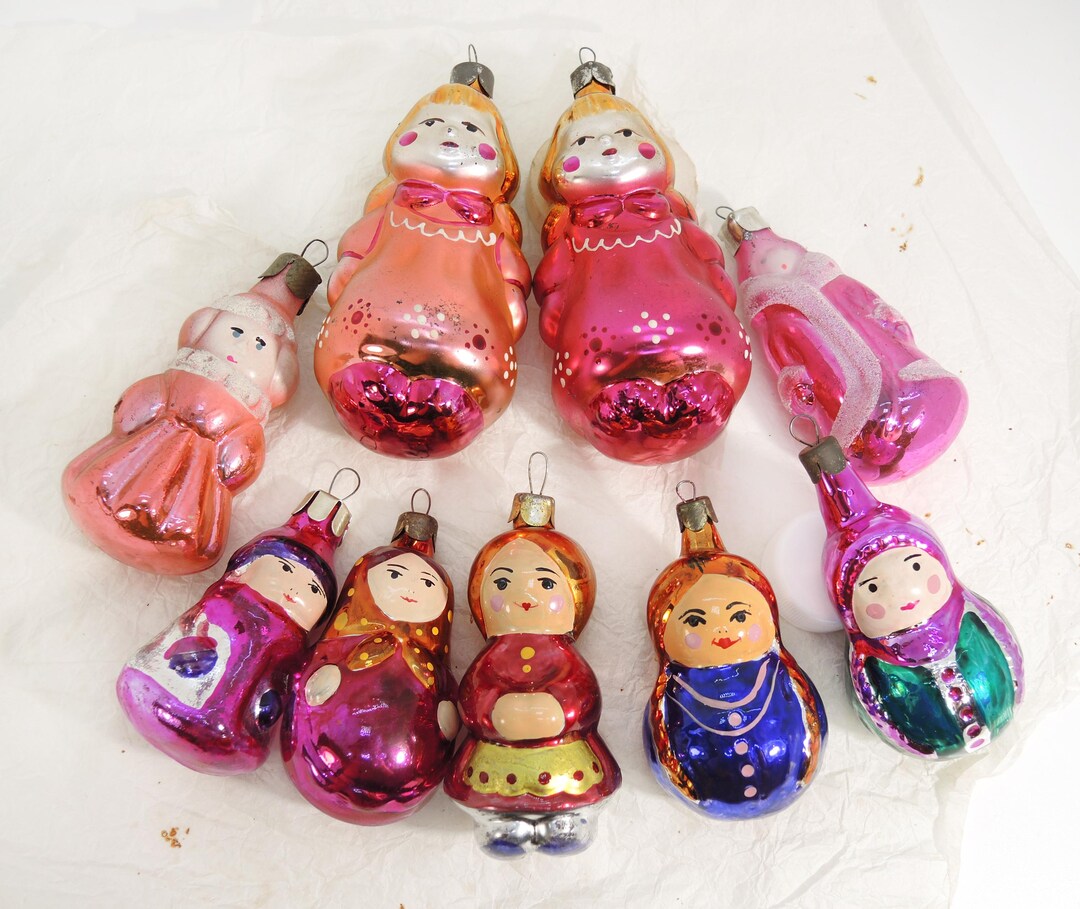 置物 COMPANY / Girl & Tree Cherry matryoshka Baby Girl Matryoshka Christmas Ornament, Soviet New Year Tree