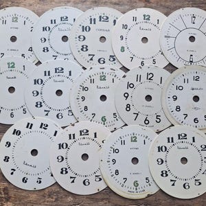 Vintage Metal Clock Faces, Mid Century Alarm Clock Dial, Big White Round Watch Faces, Clock Parts
