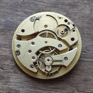 Vintage Pocket Watch Movement, Antique Brass Watch Movement, Big Round Mechanism - c14