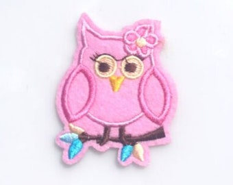 Pink Owl Branch Patch Applique/  Children Patches and sewing projects/ crafts iron on patch