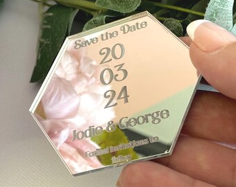 Custom Save The Date Magnets, Acrylic Wedding Stationary