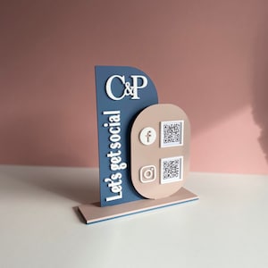 Multi QR code social media sign, double layer luxury qr code sign, Business Sign