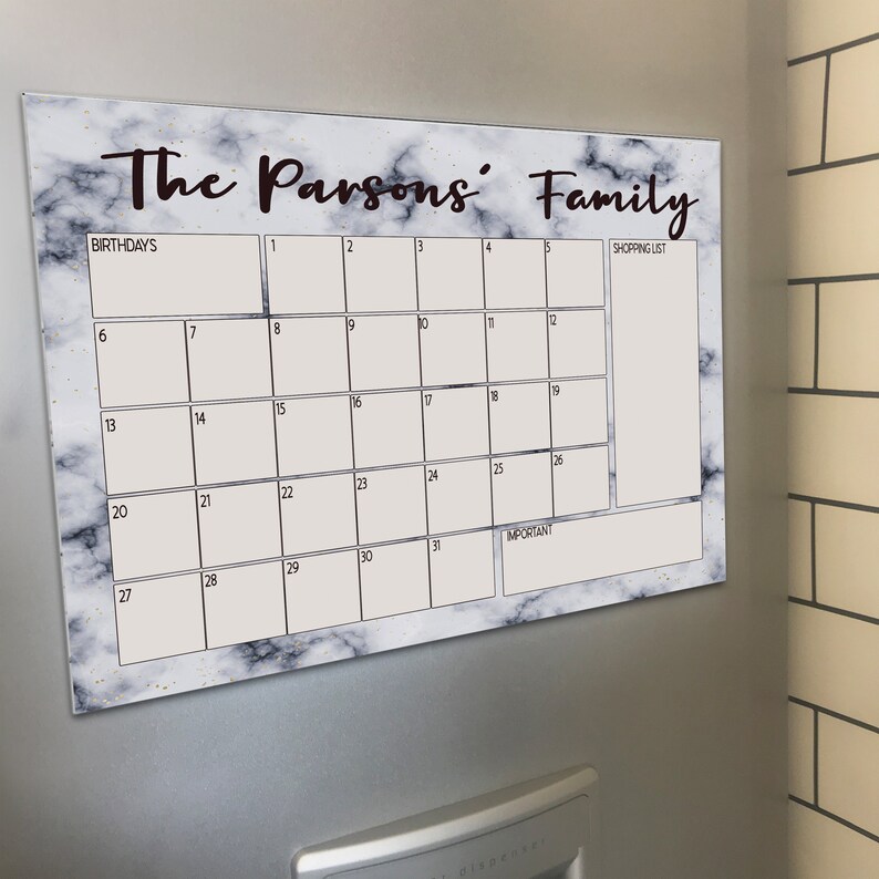 Personalised Family Planner Reusable Calendar Wall Planner Etsy