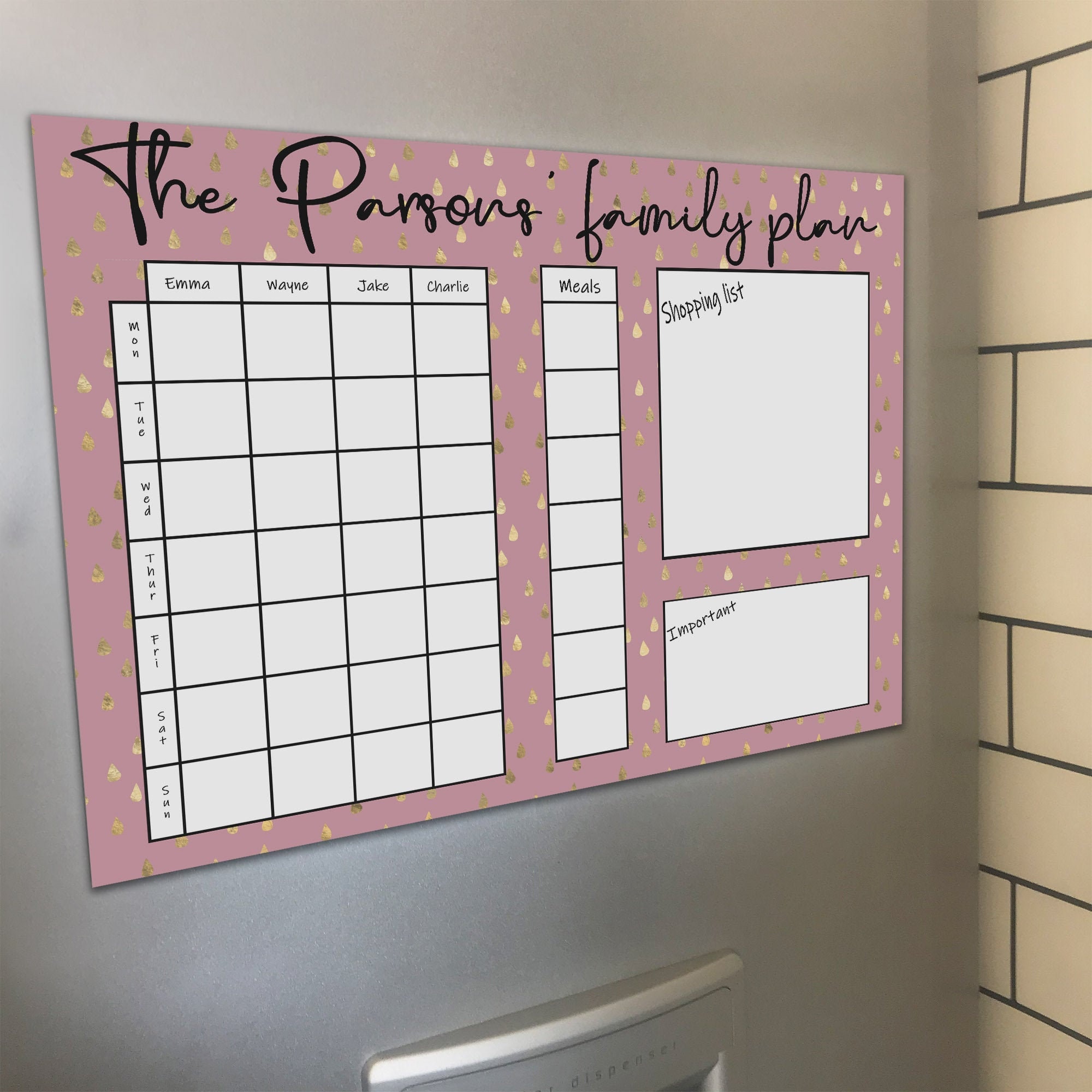 Family Wall Planner Personalised Family Planner A4 planner Etsy
