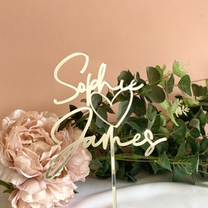 Personalized Acrylic Wedding Cake Topper with Heart