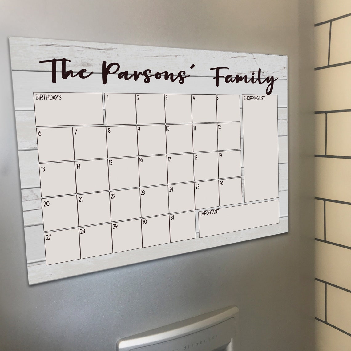 Personalised Family Planner Reusable Calendar Wall Planner Etsy UK