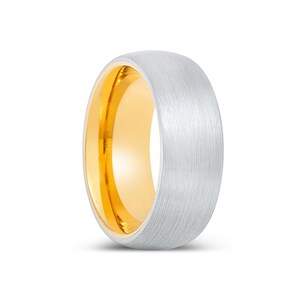 White Tungsten Ring, Brushed Domed Ring, Promise Ring, Gold Tungsten Ring, Wedding Band, Mens Ring, Personalized Ring, Engagement Ring