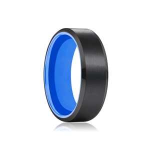 Black Brushed Ring, Black Beveled Ring, Custom Ring, Couples Ring, Wedding Ring, Mens Ring, Women Rine, Couples Ring, Promise Ring, Gift Him