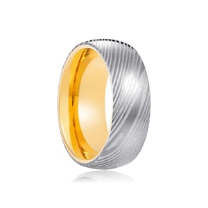 Silver Damascus Steel Ring, Tungsten Ring, Gold Tungsten, Ring, Men Ring, Wedding Band, Classic Ring, Personalized Ring, Engagement Ring