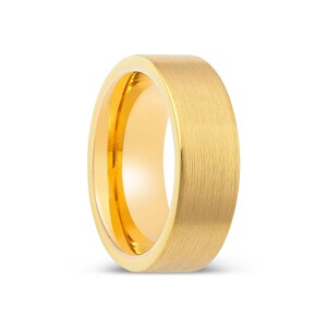 Gold Brushedd Ring, Flat Tungsten Ring, Promise Ring, Gold Tungsten, Wedding Band, Mens Ring, Personalized Ring, Gift for Him, Promise Ring