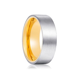 Silve Brushed Ring, Flat Tungsten Ring, Silver Ring, Promise Ring, Gold Tungsten, Wedding Band, Mens Ring, Classic Ring, Personalized Ring